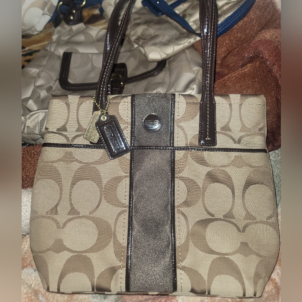 Coach Signature Stripe Satchel Bag Purse Handbag H1380-F25771 - Picture 15 of 15